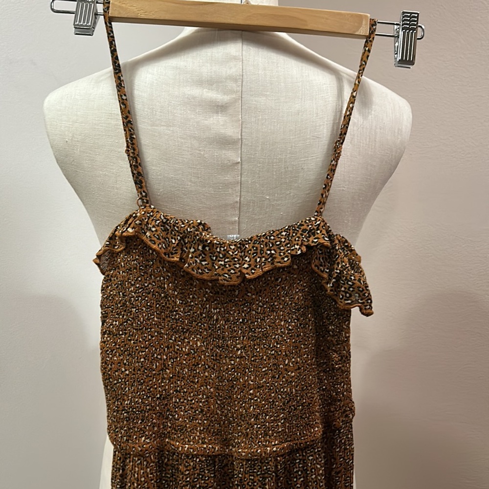 Urban Outfitters leopard ruffle chest lightweight mini dress sz small - Picture 3 of 11